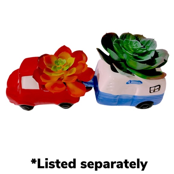 BLUE & WHITE TRAILER CERAMIC PLANTER NWT - Picture 6 of 14